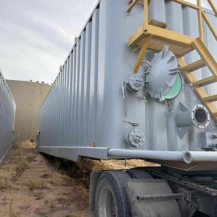 Used Dragon 500BBL Open Top Weir Wall Tanks - 45’ x 8.5’ x 10’, Carbon Steel, V-Bottom, Used Basic Refurb (2015)