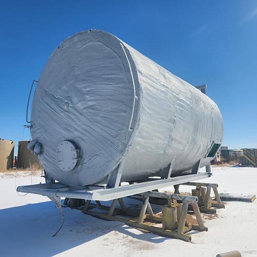 Refurbished 500BBL Insulated Skidded Vertical Storage Tank, 12’ x 25’, Carbon Steel, Flat Bottom, Used Basic Refurb