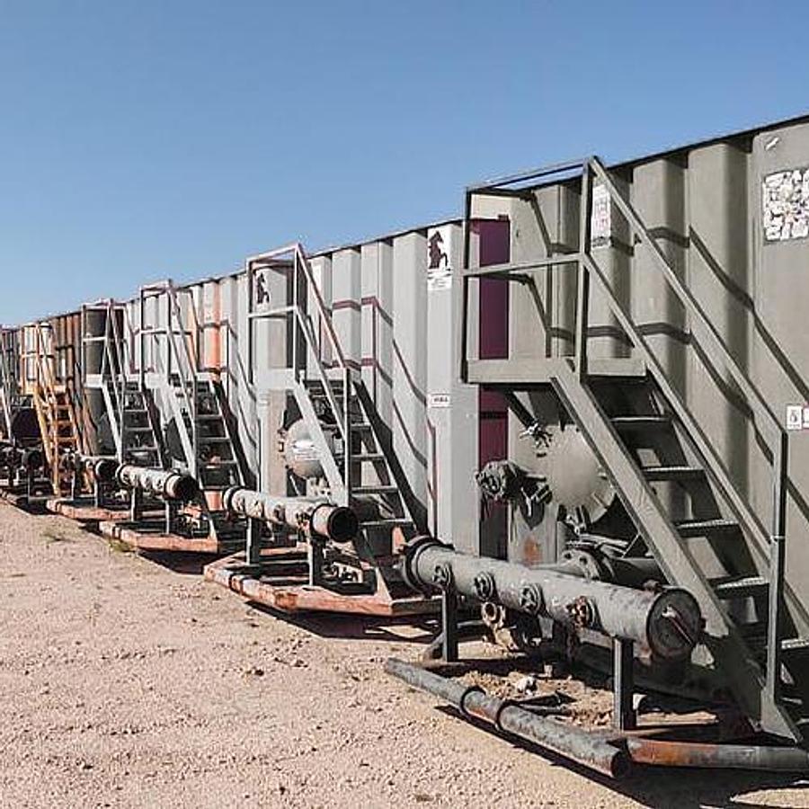 Used 500BBL Frac Tanks- 43x8.5x11, Corrugated Steel, V-bottom, Used Basic Refurb