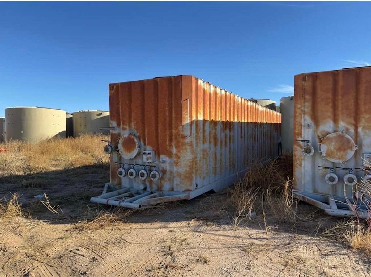 Used 500BBL Frac Tanks- 43x8.5x11, Corrugated Steel, V-bottom, Used Basic Refurb