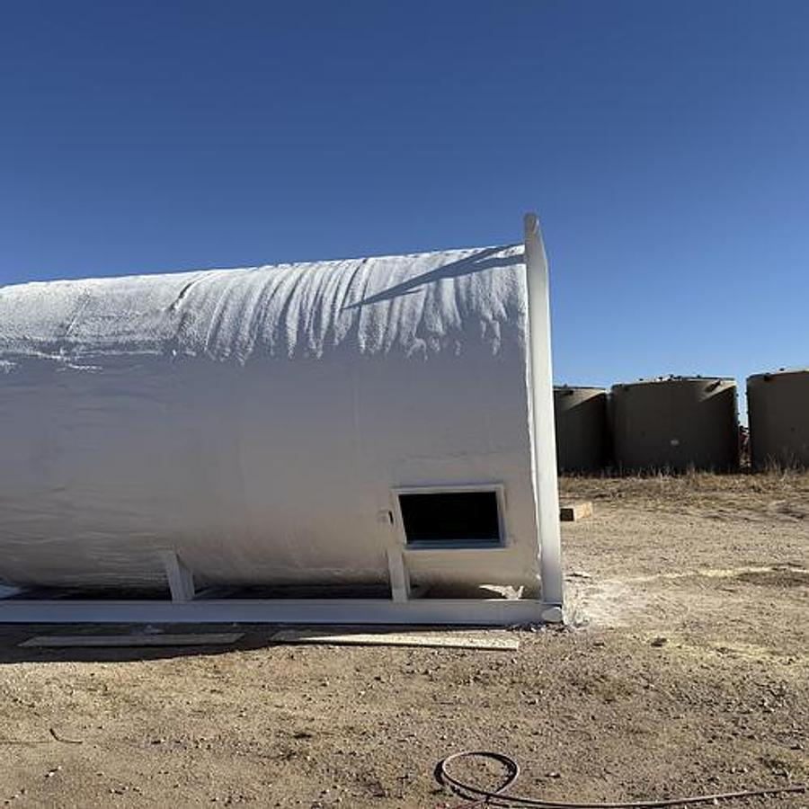 Refurbished Precision Rentals 500BBL Insulated Skidded Vertical Storage Tank, 12’ x 25’, Carbon Steel, Slope Bottom, Used Basic Refurb (2014)
