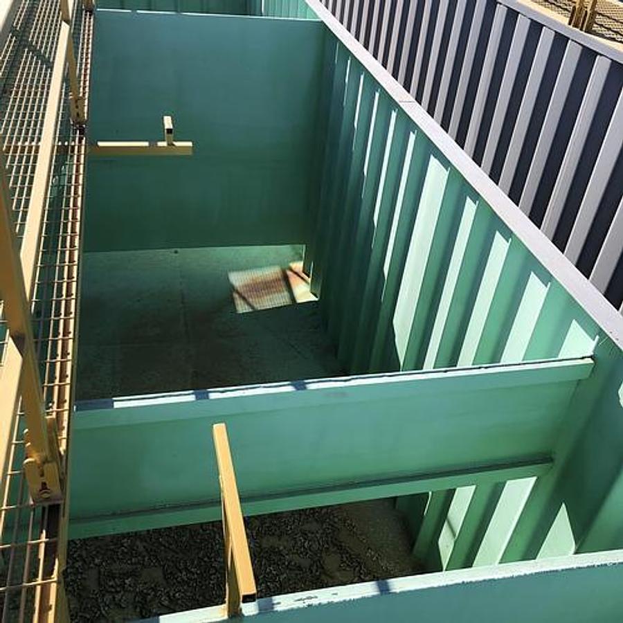 Used Dragon 500BBL Open Top Weir Wall Tanks - 45’ x 8.5’ x 10’, Carbon Steel, V-Bottom, Used Basic Refurb