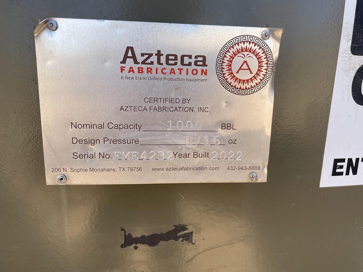 Used Azteca Fabrication 1000BBL Vertical Storage Tanks – 21’6” x 16’, Carbon Steel, Flat Bottom, Used Basic Refurb, 2022