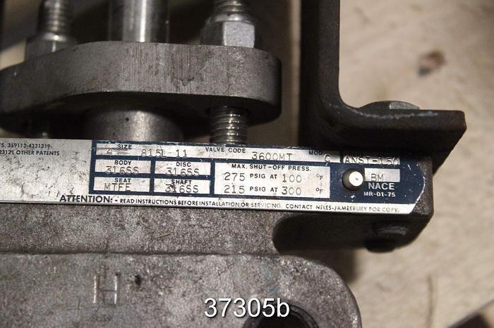 Used Jamesbury 4" Hand Operated Butterfly Valve, 4 815L-11-3600 MT #37305