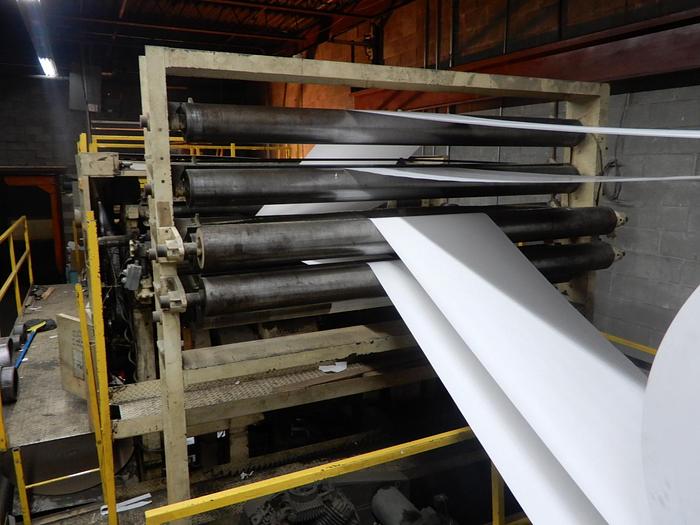 Used 88" (2.23M)  CLARK AIKEN SINGLE ROTARY SHEETER 4 UNWINDS AND STACKER