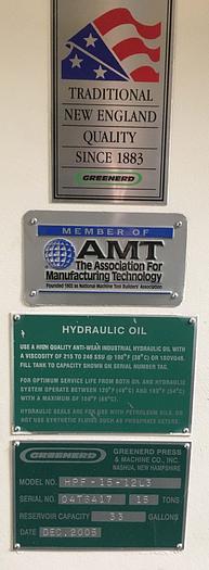 Used Press, Platen, Bench, Hydraulic, Greenerd, Mdl HPF-15, #C740813