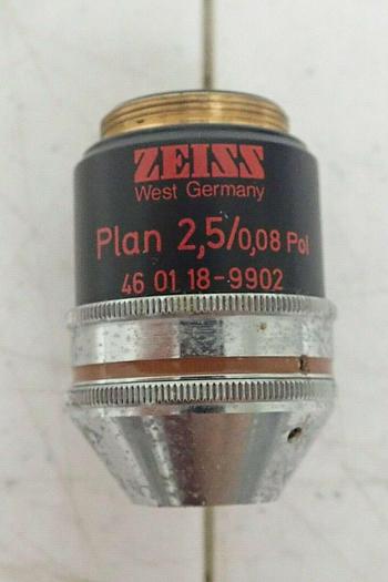 Used Zeiss 460118-9902 Plan 2,5/0,08 2.5/0.08 Pol 160/- Microscope Objective