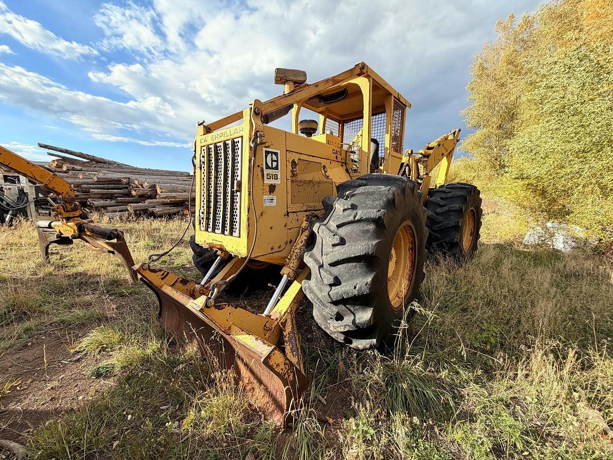 Used Caterpillar 518 Cable Skidder, Cat 3304 Diesel, Gearmatic 119 Winch, 1,764 Hours