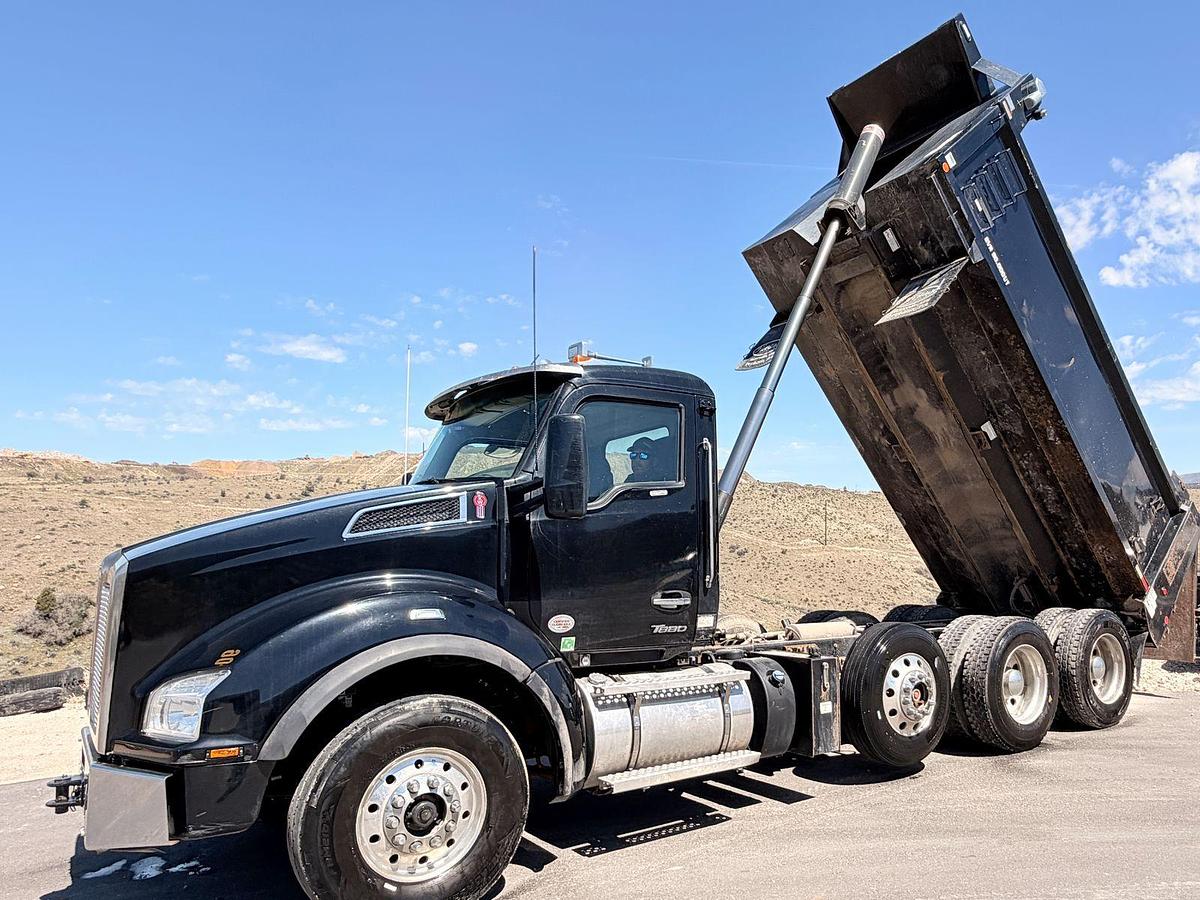 Used 2023 Kenworth T880 tri-axle dump truck, 123,870 miles