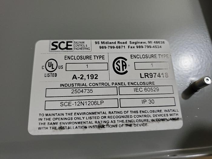 Used SCE-12N1206LP 12" x 12" x 6" Industrial Electrical Enclosure (Y3)