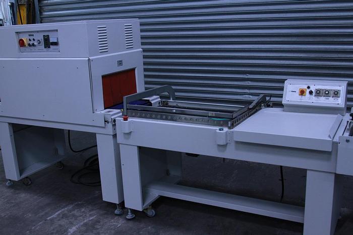 Used Pneumatic Semi Automatic L Sealer and Heat Tunnel