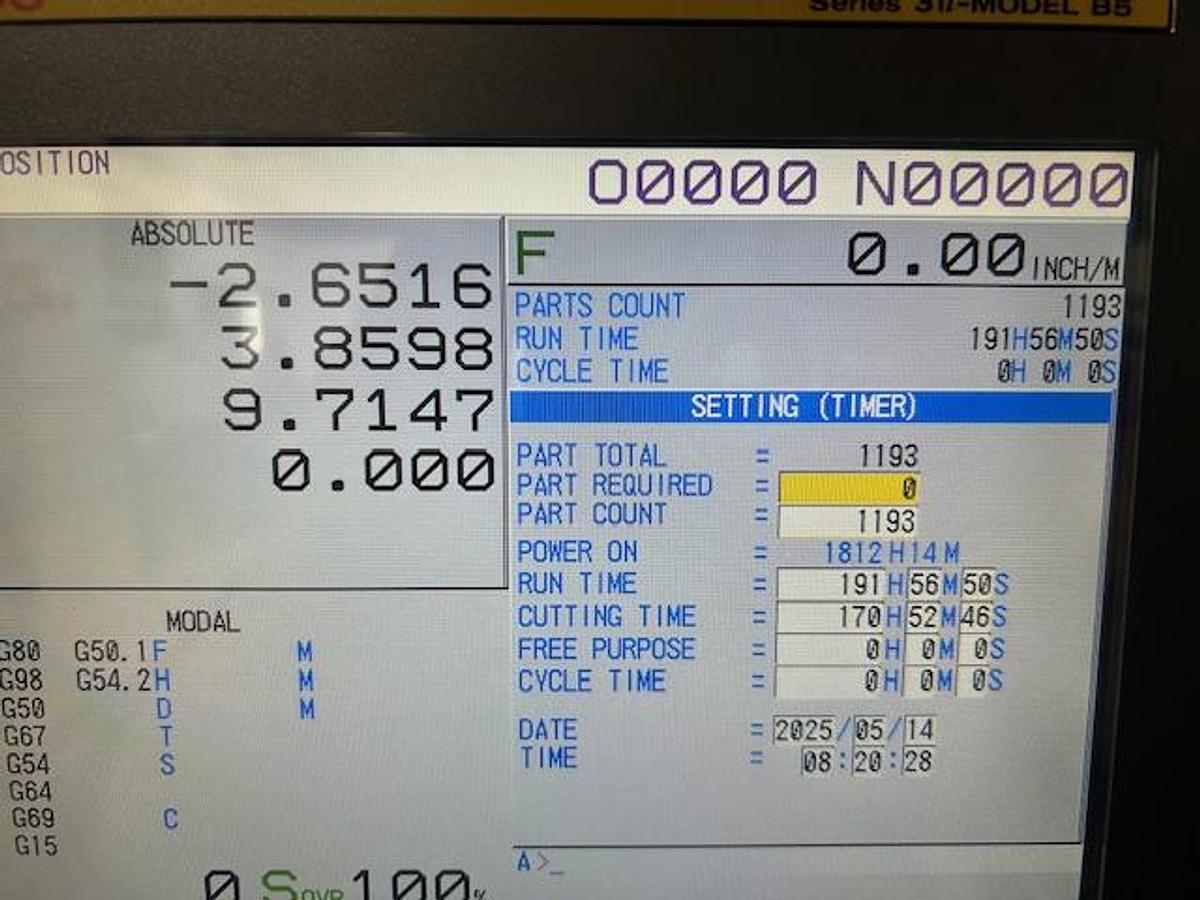 Used Fanuc D21Mib5ADV 4- Axis CNC Vertical Machining Center