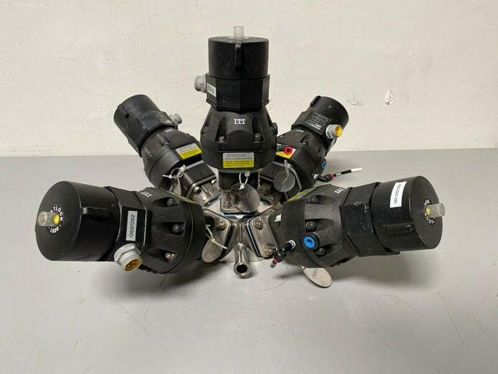 Used 5 ITT Sherotec Stainless Steel Diaphragm Valves w/ Position Monitors