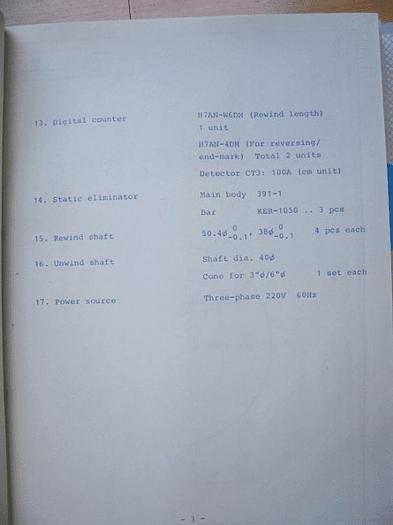 Used GODO KIKO SLITTER – 1050 MM ROLLER LENGTH – MODEL 431B