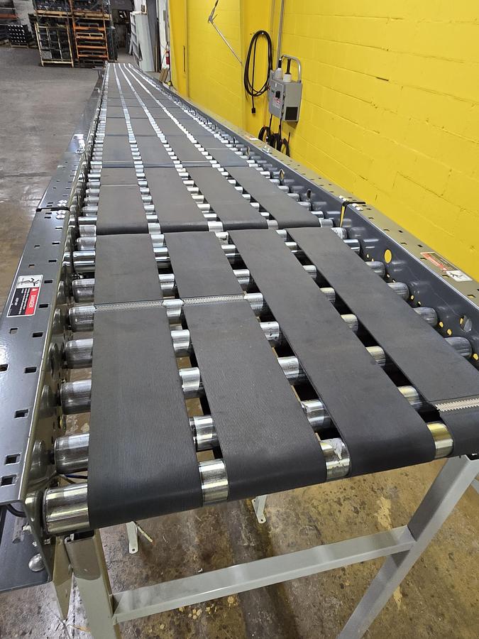 Used Intelligrated 28" x 55' MDR Belted Zero Pressure Incline Conveyor (#432)