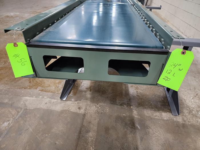 Used Hytrol 190E24EZ 24 volt Zero Pressure Accumulation DECLINE Belted Conveyor 24"x12' (#56)