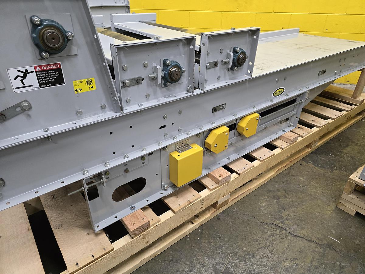 Used Hytrol TH Trash Line Belt Conveyor 34" x 114'3" w/ Elevation Change Hitch (#562)