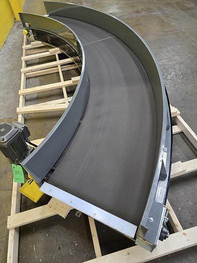 Used Transnorm 90 Degree Belted Curve Conveyor TS1500/140 V2 27" Belt, 97" IR (#391)