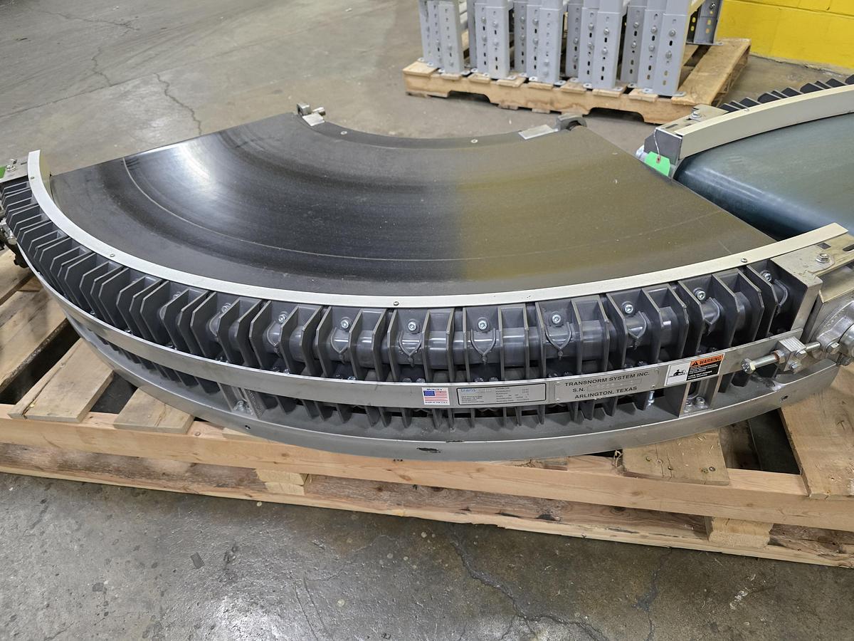 Used Transnorm 90 Degree Belted Curve Conveyor TS1500/140 V2 27" Belt, 36" IR (#396)