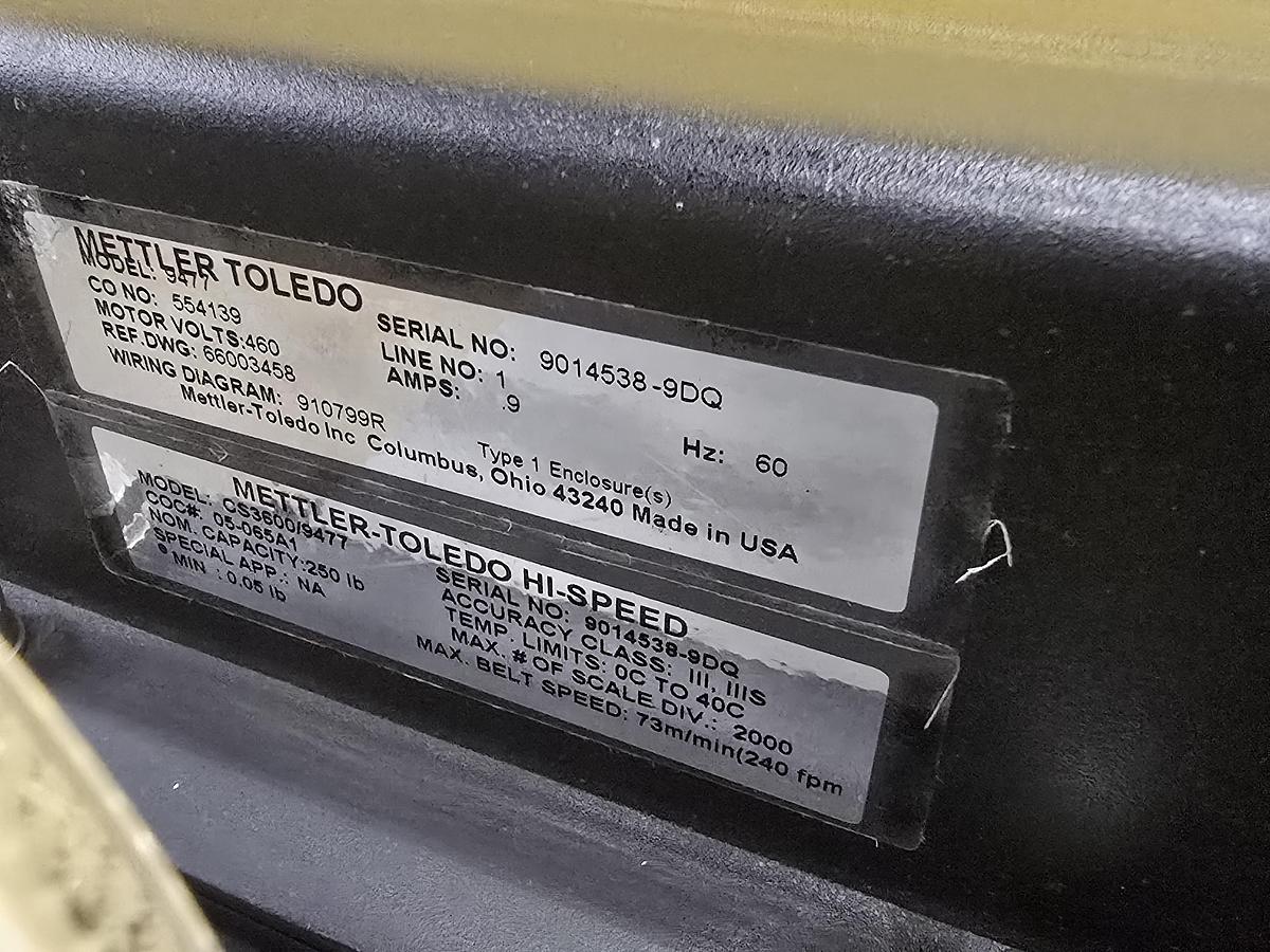 Used Mettler Toledo Checkweigher High Speed 250# Max Conveyor Scale (#436)