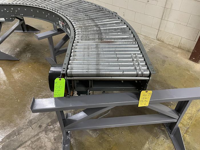 Used Intelligrated 24.5" x 90 Degree Curve Roller V Belt Conveyor (#66) (6 Avail)