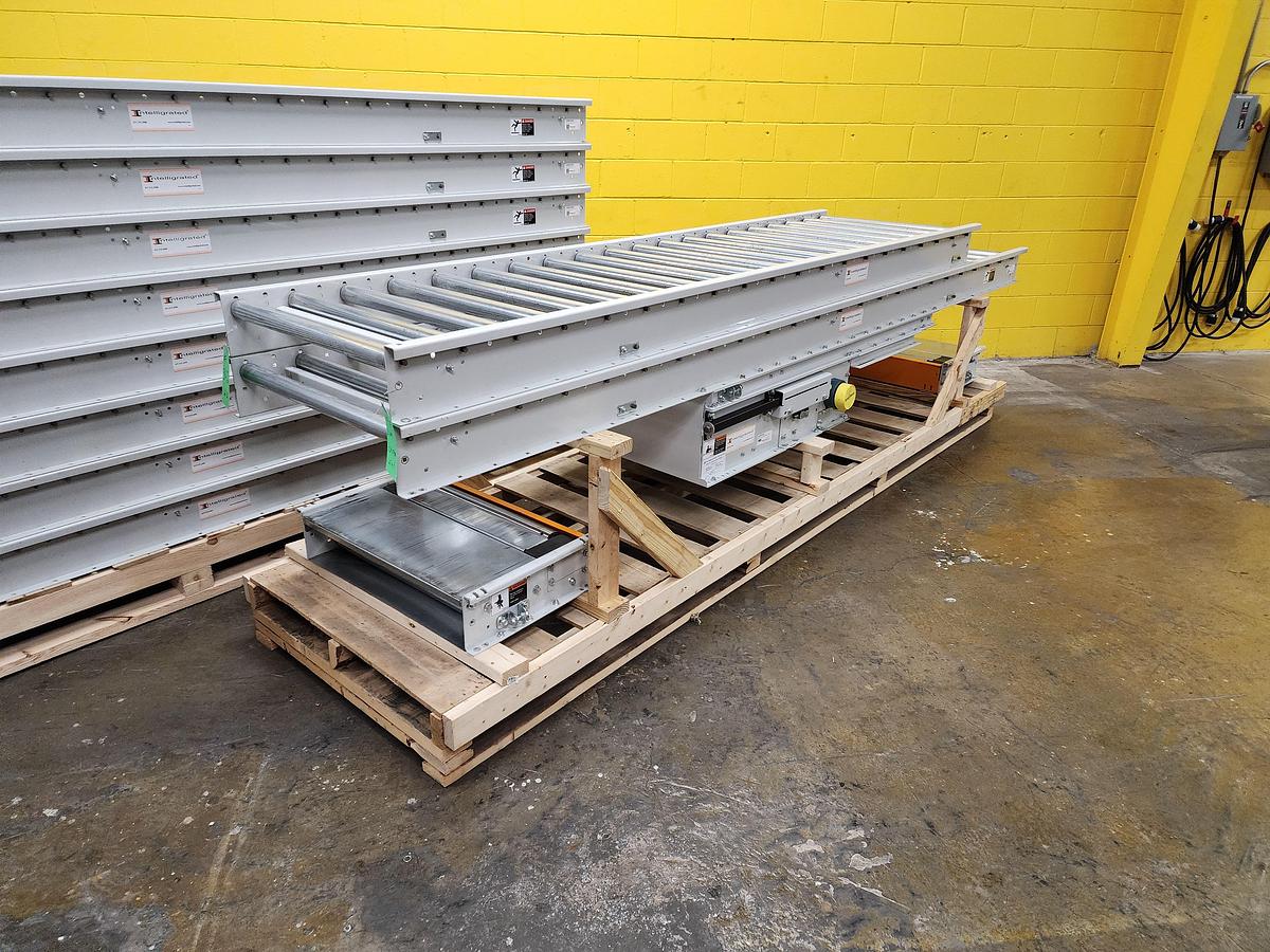 Used Intelligrated Roller Bed Belt Conveyor 28" x 192'10" (#342)
