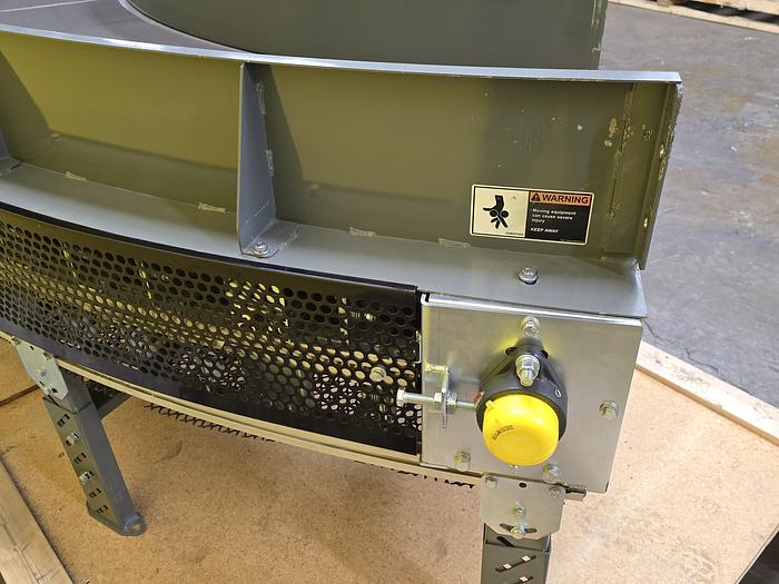 Used Transnorm 63 Degree Belted Curve Conveyor TS1500/140 V2 27" Belt, 67" IR (#402)