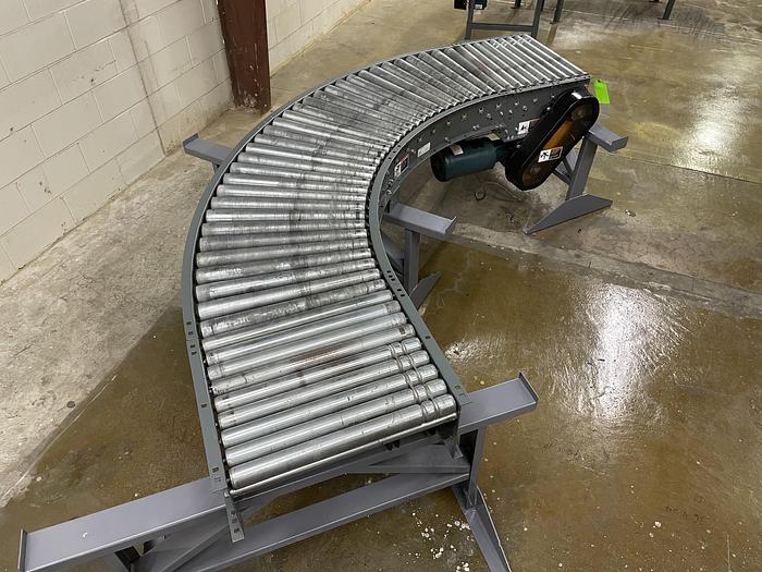 Used Intelligrated 24.5" x 90 Degree Curve Roller V Belt Conveyor (#66) (6 Avail)