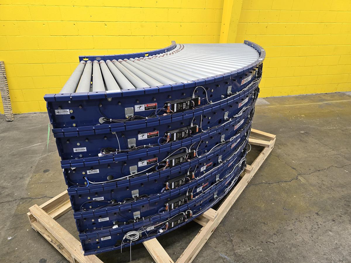 Used MHS Itoh Denki 34" MDR 90 Degree Zero Pressure Accumulation Roller Conveyor (#271)