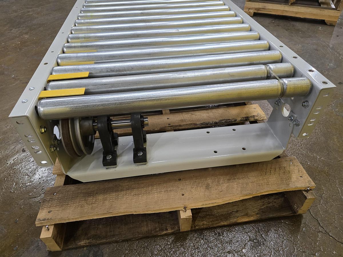 Used Hytrol 190ACC 28" x 4' Live Roller V-Belt Conveyor (#519)