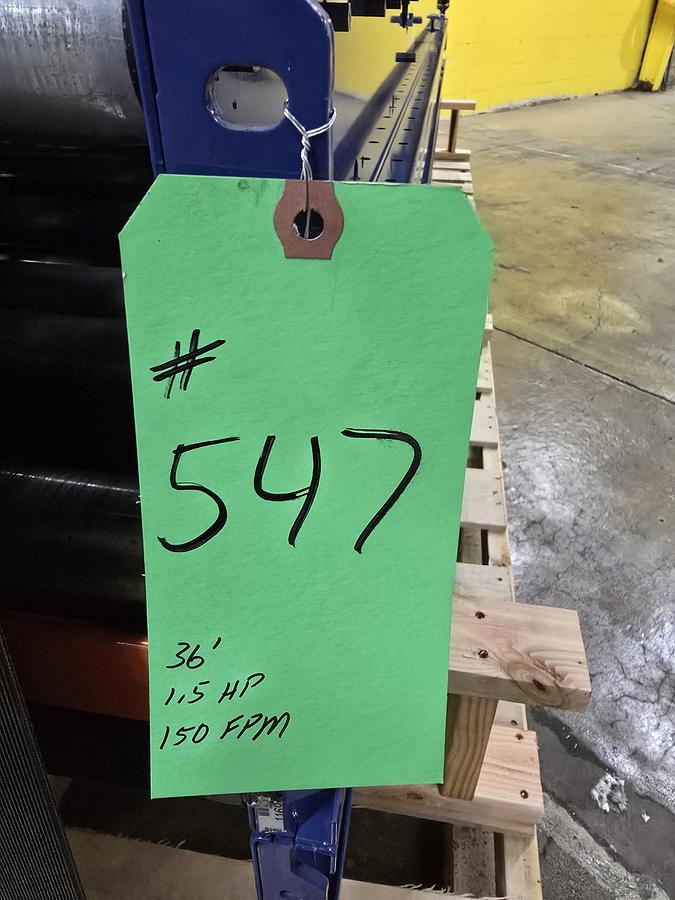 Used MHS 37.5" x 36' Roller Bed Conveyor (#547)