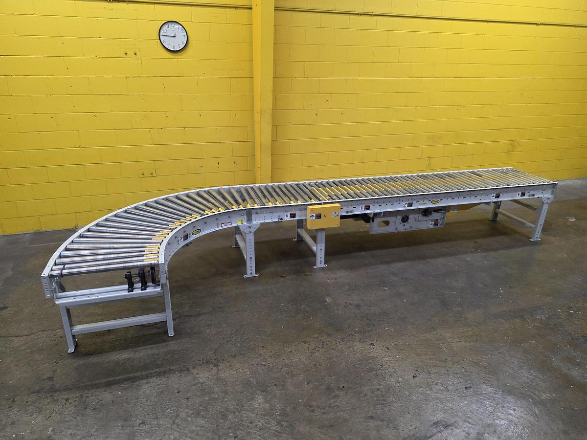 Used Hytrol 90 Degree Live Roller Curve V-Belt Conveyor 30" (#664)