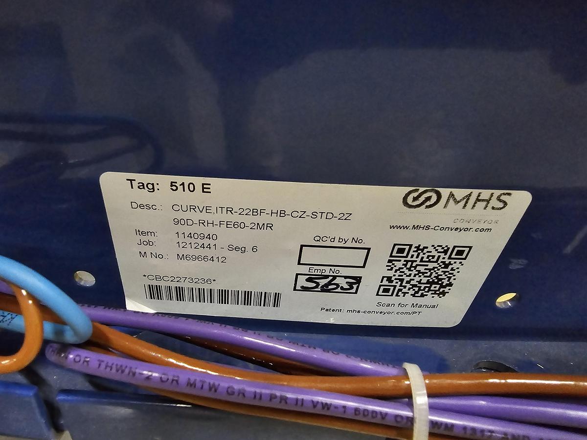 Used MHS Itoh Denki 22" MDR 90 Degree Zero Pressure Accumulation Conveyor (#288)