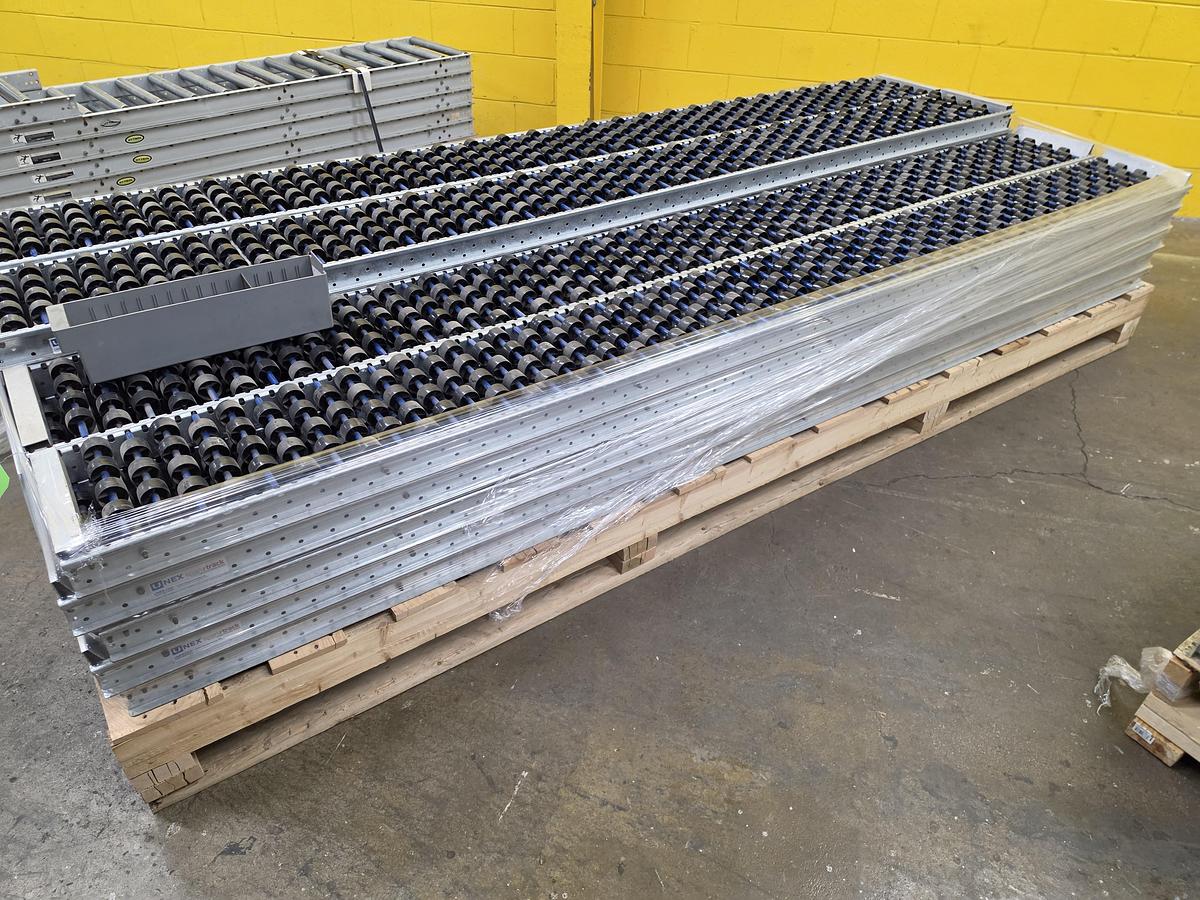 Used UNEX Span Track Wheel Bed Conveyor 11.25" x 9'10" (#644)
