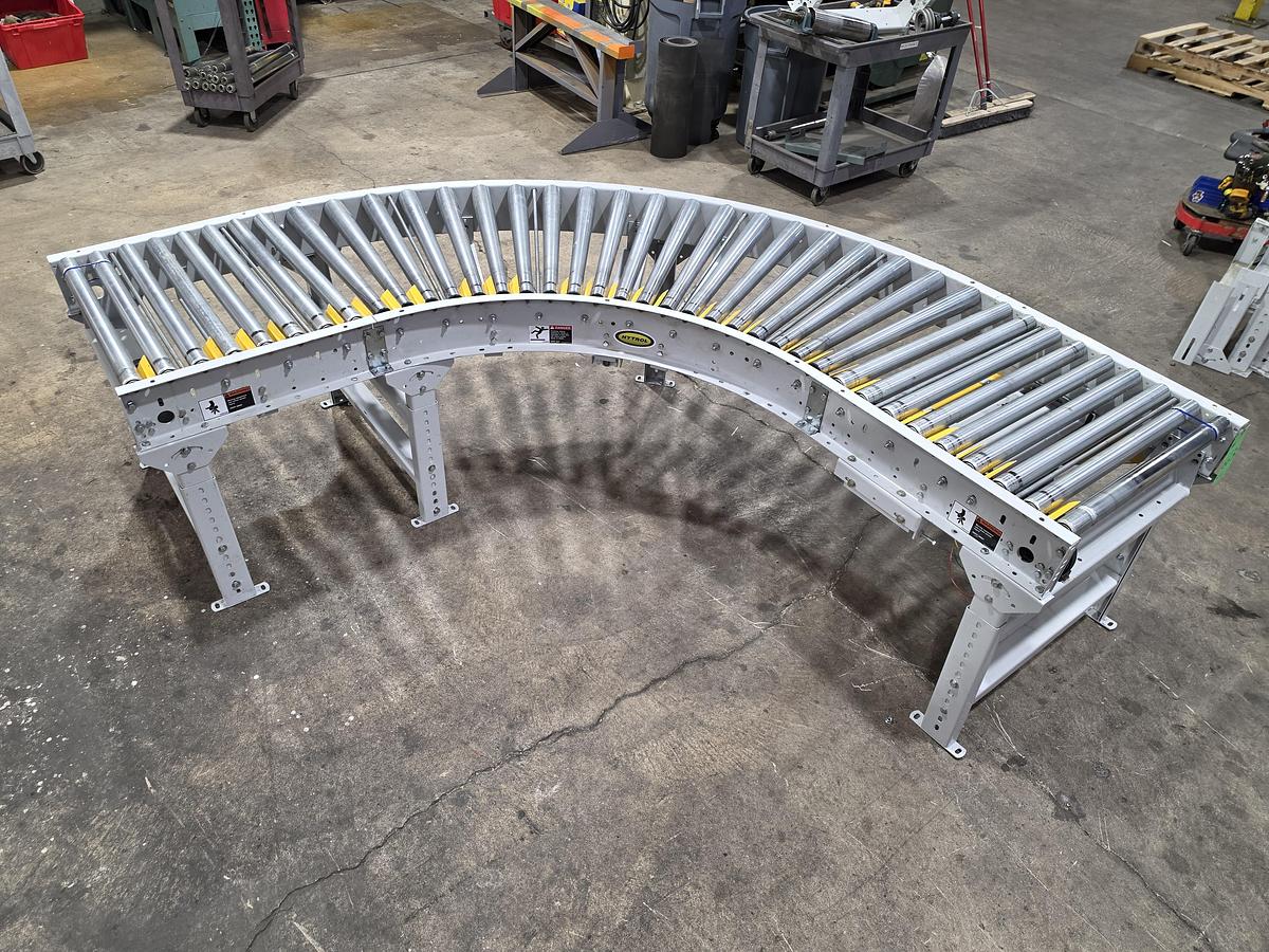 Used Hytrol 90 Degree Live Roller Curve V-Belt Conveyor 30" (#659)
