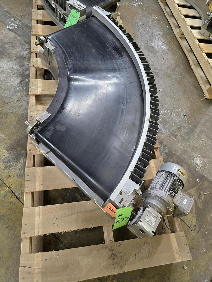Used Transnorm 90 Degree Belted Curve Conveyor TS1500/100 20" Belt, 24" IR (#626)