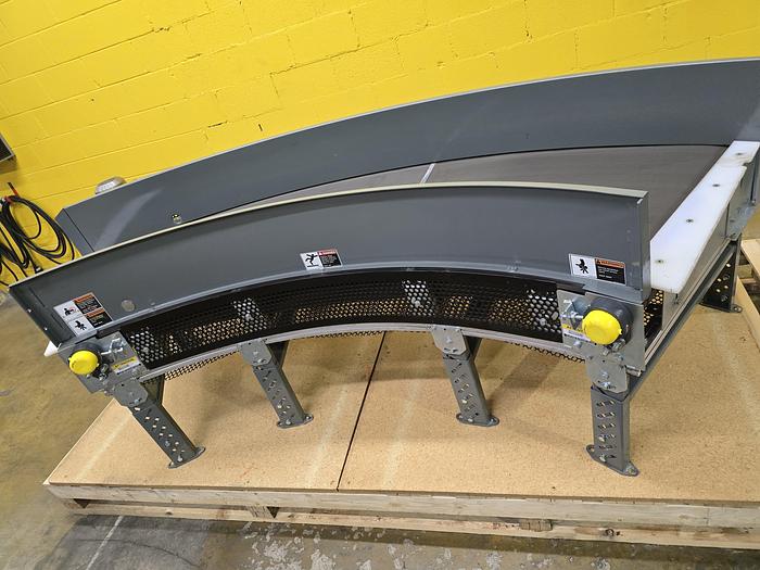 Used Transnorm 63 Degree Belted Curve Conveyor TS1500/140 V2 27" Belt, 67" IR (#403)