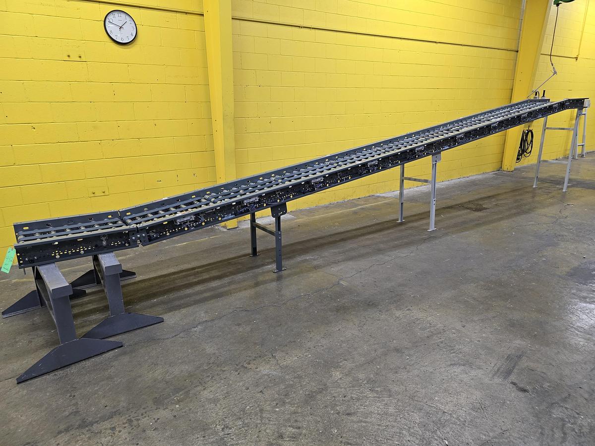 Used Intelligrated 22" x 27.5' MDR Belted Zero Pressure Incline Conveyor (#442)