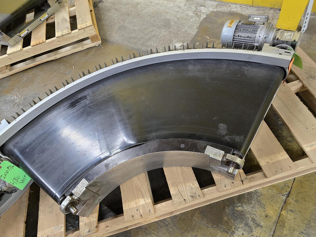Used Transnorm 90 Degree Belted Curve Conveyor TS1500/100 20" Belt, 24" IR (#626)