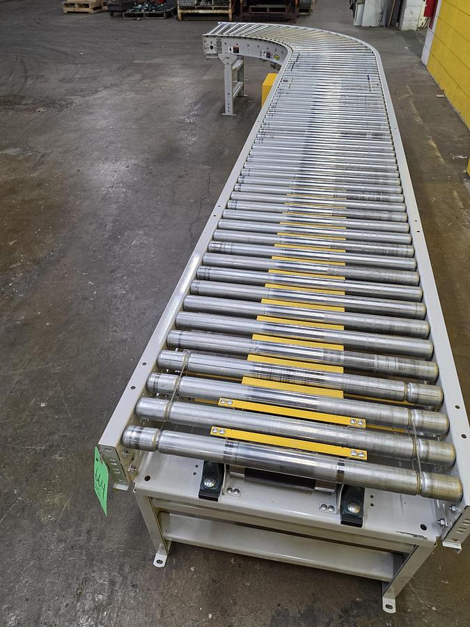 Used Hytrol 90 Degree Live Roller Curve V-Belt Conveyor 30" (#664)