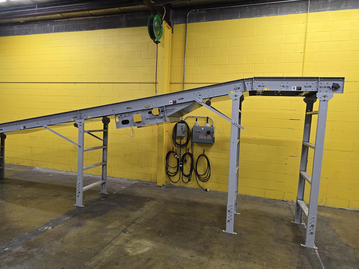 Used Hytrol TH Trash Line Belt Conveyor 34" x 144' w/ Elevation Change Hitch (#561)