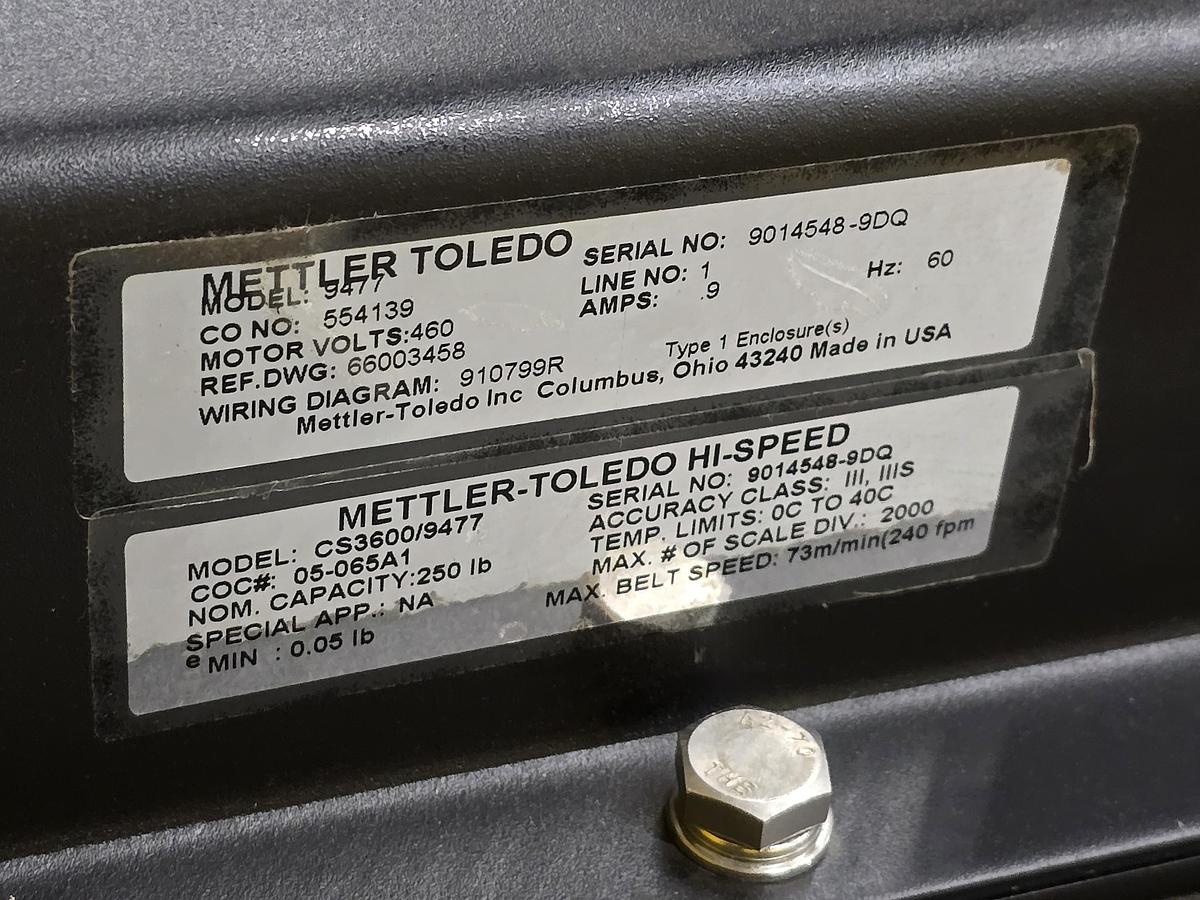 Used Mettler Toledo Checkweigher High Speed 250# Max Conveyor Scale (#444)