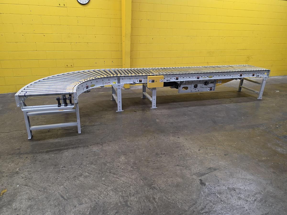 Used Hytrol 90 Degree Live Roller Curve V-Belt Conveyor 30" (#664)
