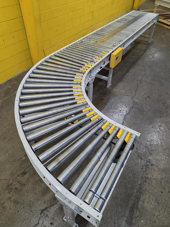 Used Hytrol 90 Degree Live Roller Curve V-Belt Conveyor 30" (#664)