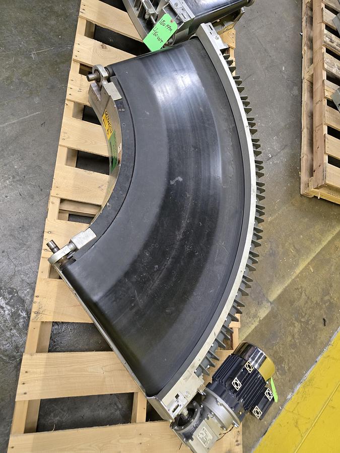 Used Transnorm 90 Degree Belted Curve Conveyor TS1500/100 20" Belt, 24" IR (#628)