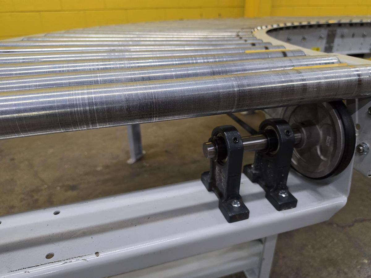 Used Hytrol 90 Degree Live Roller Curve V-Belt Conveyor 30" (#664)