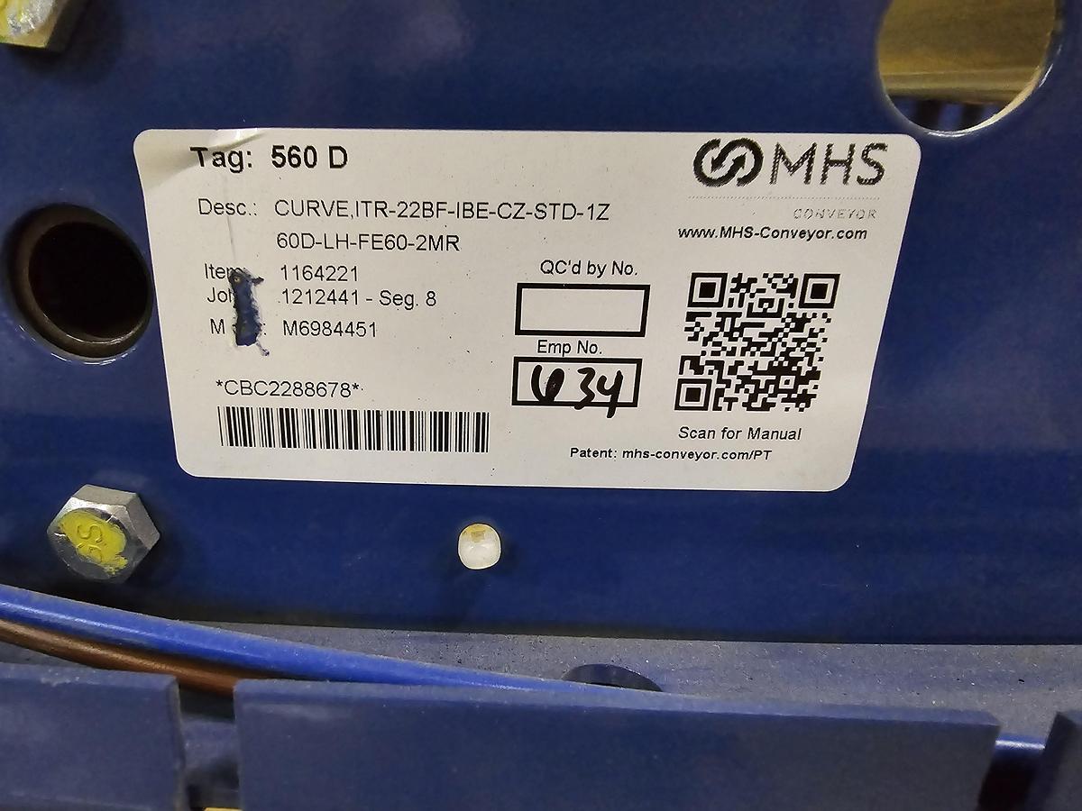 Used MHS Itoh Denki 22" MDR 60 Degree Zero Pressure Accumulation Conveyor (#285)