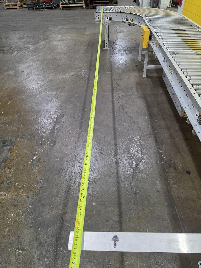 Used Hytrol 90 Degree Live Roller Curve V-Belt Conveyor 30" (#664)