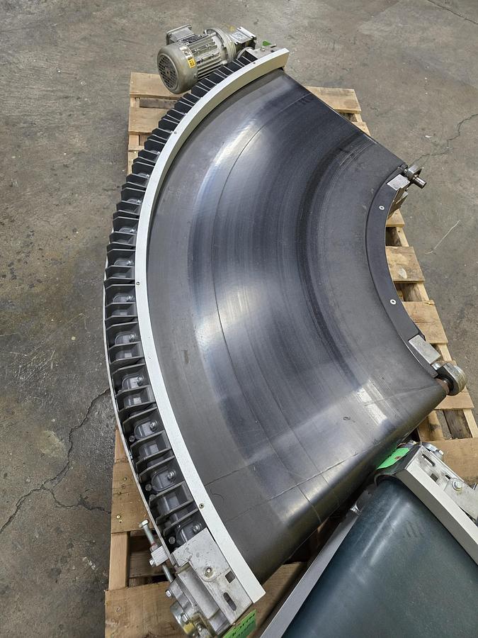 Used Transnorm 90 Degree Belted Curve Conveyor TS1500/140 V2 27" Belt, 36" IR (#396)