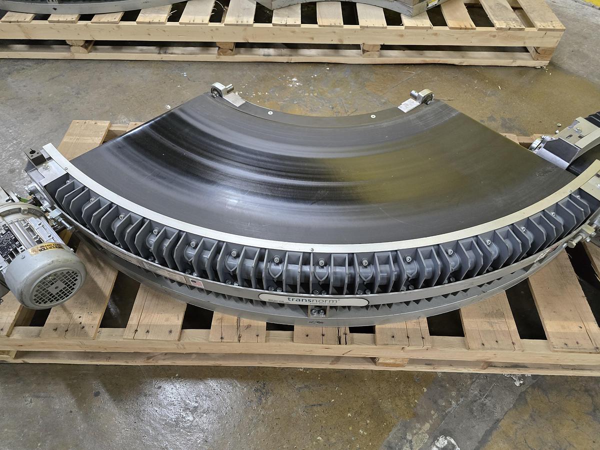 Used Transnorm 90 Degree Belted Curve Conveyor TS1500/100 24" Belt, 24" IR (#626)